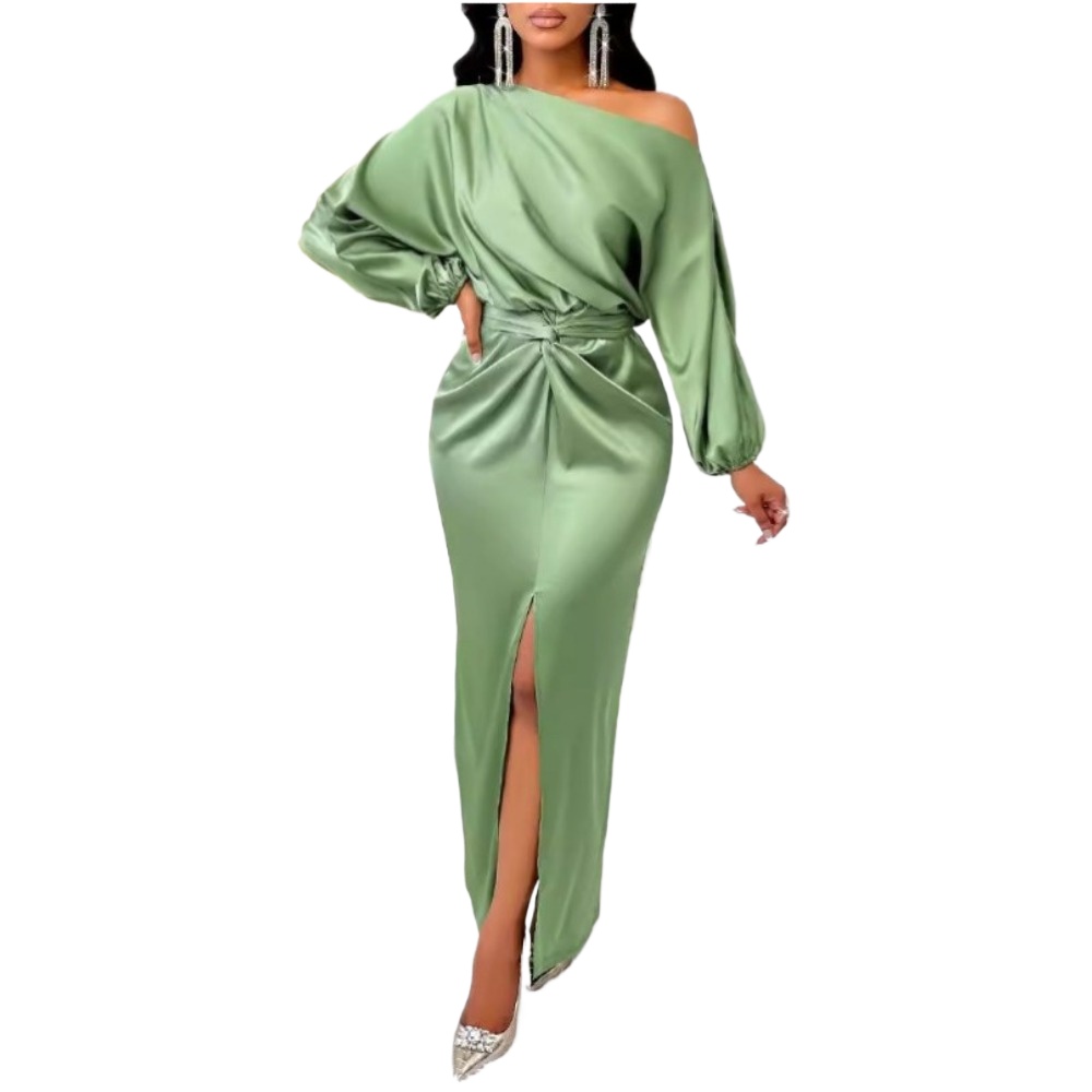 Robe Sexy de couleur unie, couverture de hanche, nouvelle collection automne européenne et américaine (1150)
