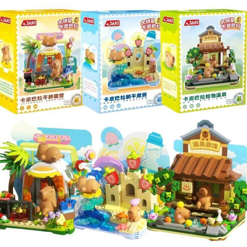JAKI Capybara DIY Kawaii Figure Building Block Toys Cartoon Funny Capibala Assembly Model Doll Ornamental Toy Kids Birthday Gift H260121-image-1092665844