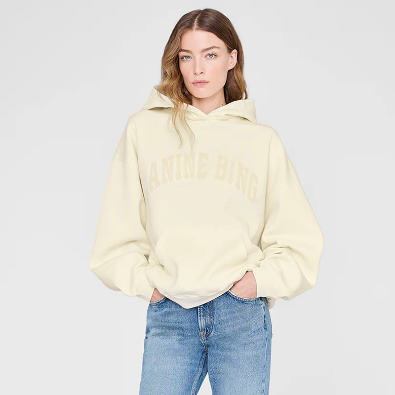 26ss HARVEY Embroidered Towel Stitch Fleece Hoodie for Women Loose Pure Cotton Comfy Designer Hooded Sweatshirts-image-900580961