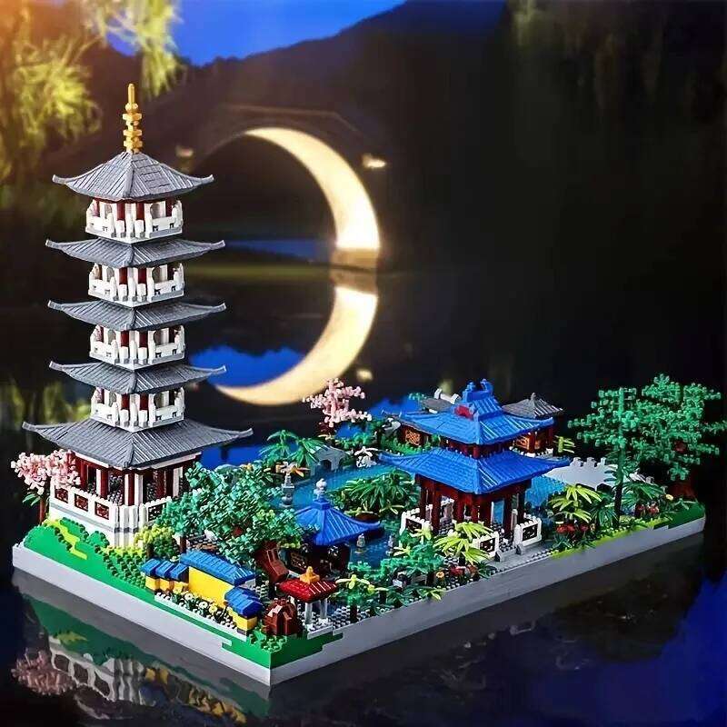 1560 Pieces of Hangzhou West Lake Particle Building Blocks, Famous Buildings, Difficult Assembly Model Toys for Boys and Girls H260121-image-1092666790