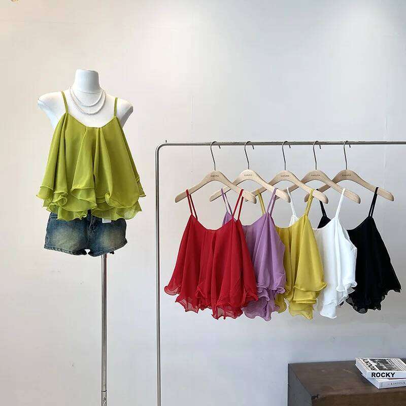Universal Ladies Daily Inner Wear Sleeveless Tank wide strap basic Camisole Vest 2026 New Summer Women Sleeveless Off Shoulder Straps Camisole Solid