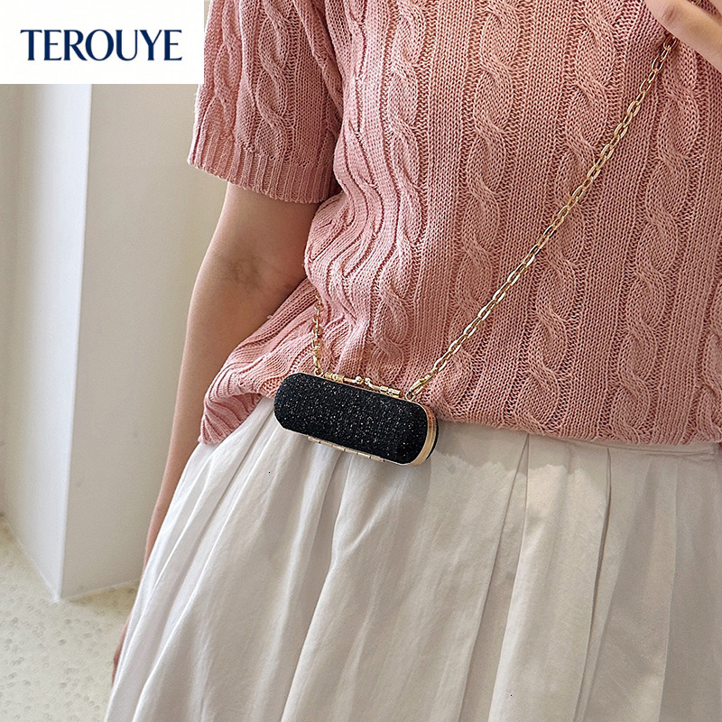 TEROUYE autumn new niche all diamond light luxury single shoulder atmospheric compact women s handbag atmosphere fashionable mini chain crossbody ba
