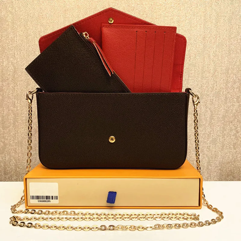 Designer Wallets Luxurys Tote Bags Women Crossbody Genuine Leather Purse Fashion Flower Lady 3 Multi FELICIE POCHETTE Chain Shoulder Bag Ladies Hand