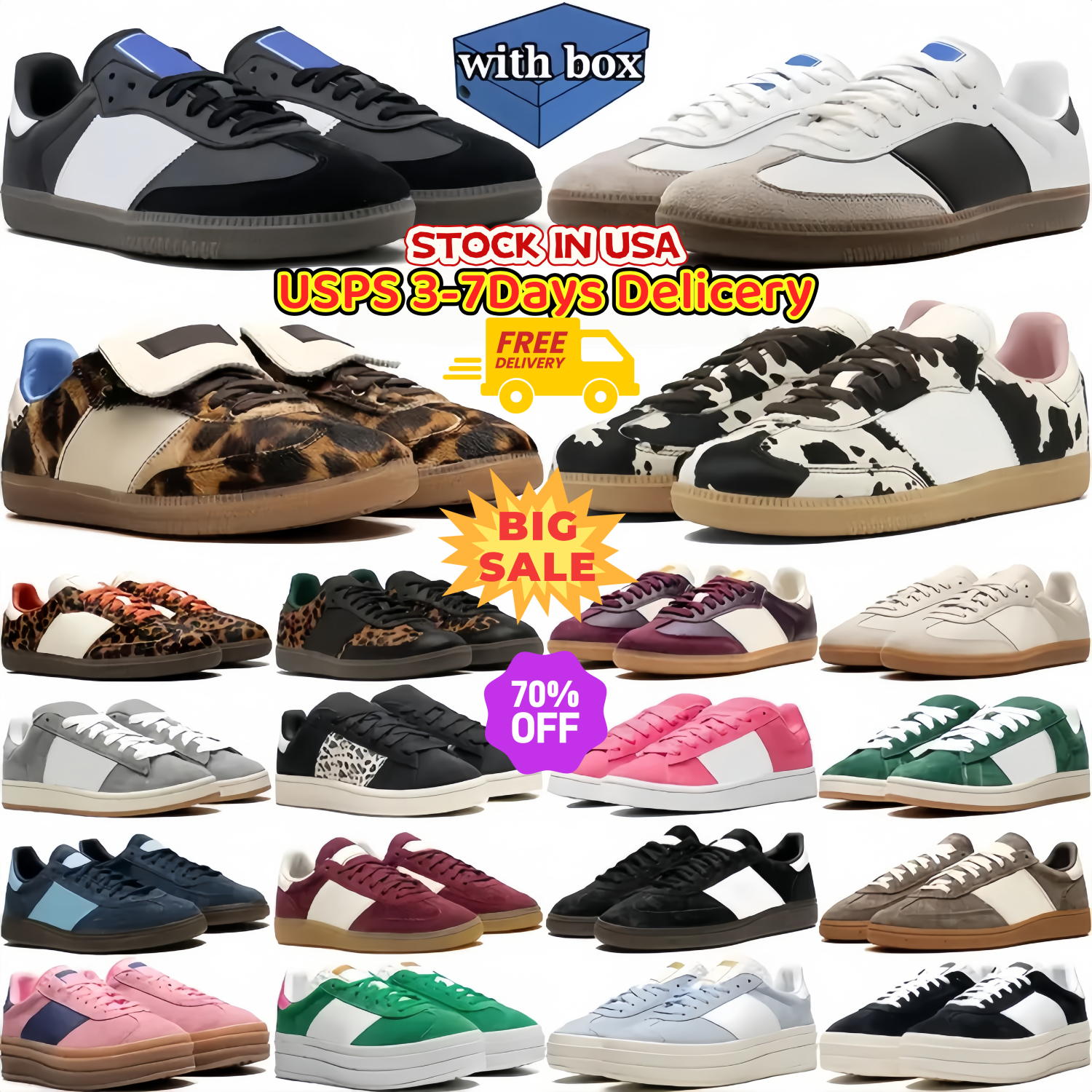 Sandals Original Box Casual Shoes Bunny Handball Designer Sneakers Gray Pink White Silver Core Black SPORTY Rich Campus 00 Low Skate Shoes Red Wh