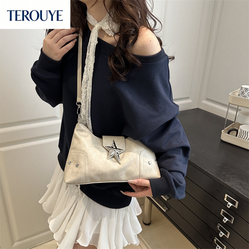 TEROUYE autumn new punk style motorcycle niche style armpit bag Y K sweet and atmosphere cool spicy girl bag shoulder bag women shoulder bag Luxury