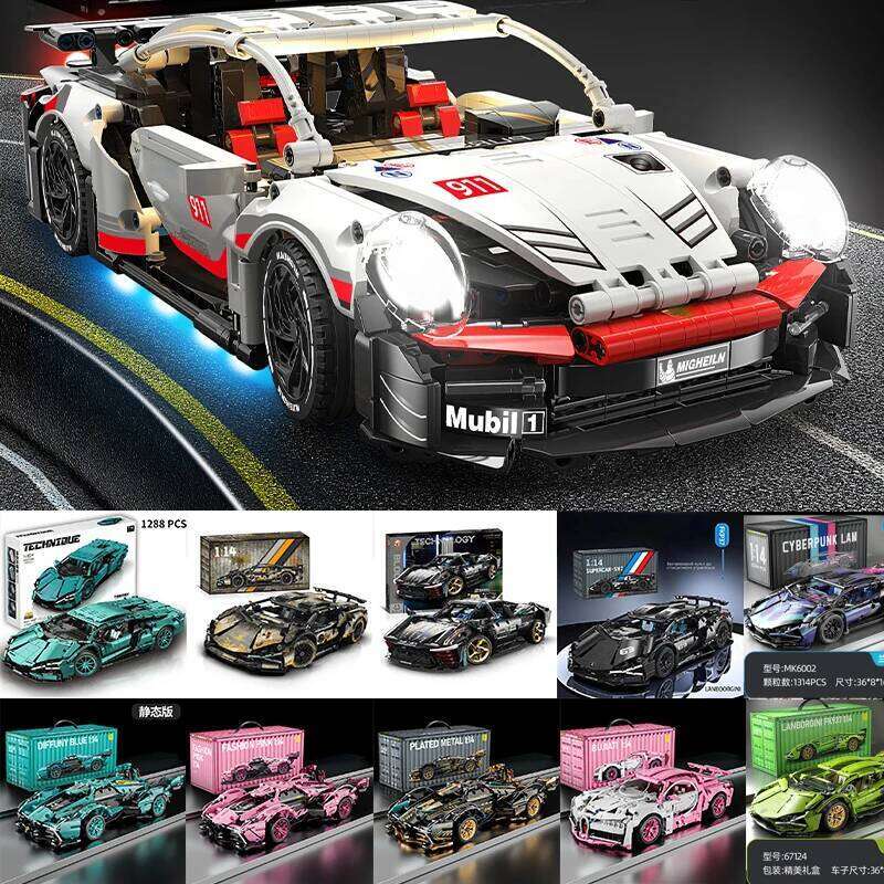 Building Blocks Technology 1:14 Racing Roadster building blocks Assembly brick vehicle toy gift for boys H260121-image-1092666191