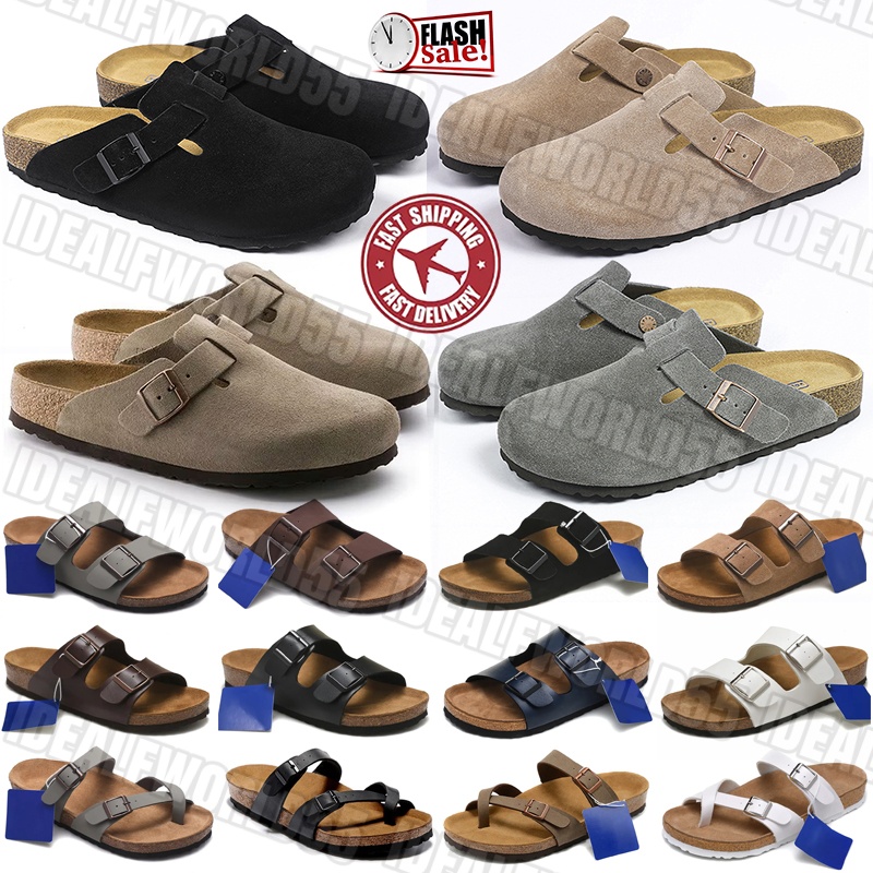 Designer Slides obstrue les sandales obstruent les pantoufles doublées de polaire en cuir véritable chaussures de plein air respirantes hommes fe