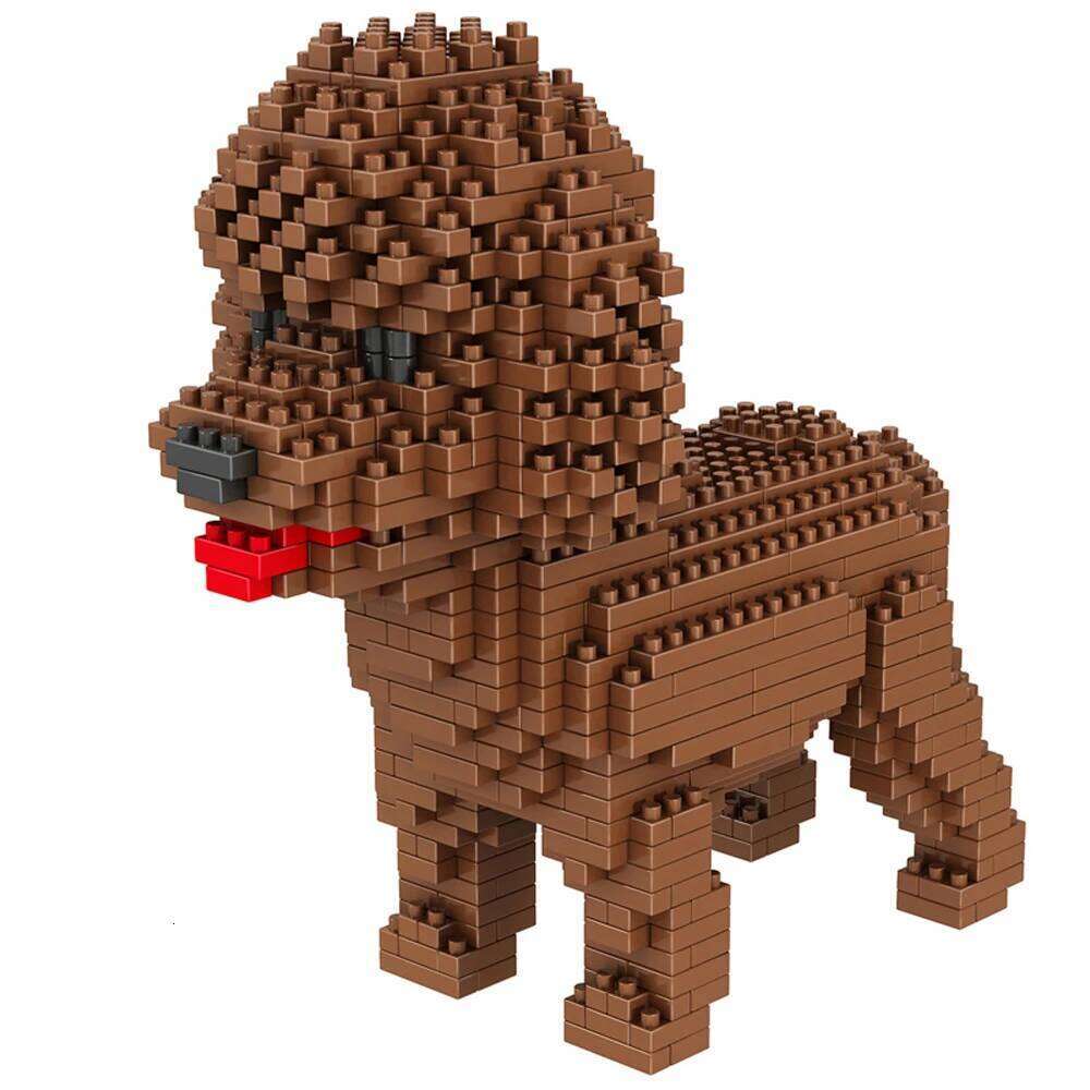 Teddy Dog Model Micro Mini Blocks Toy for Child Adult Beginner Corgi Schnauzer Pet Style Bricks Hands-on Ability Gift Decoration H260121-image-1092665976