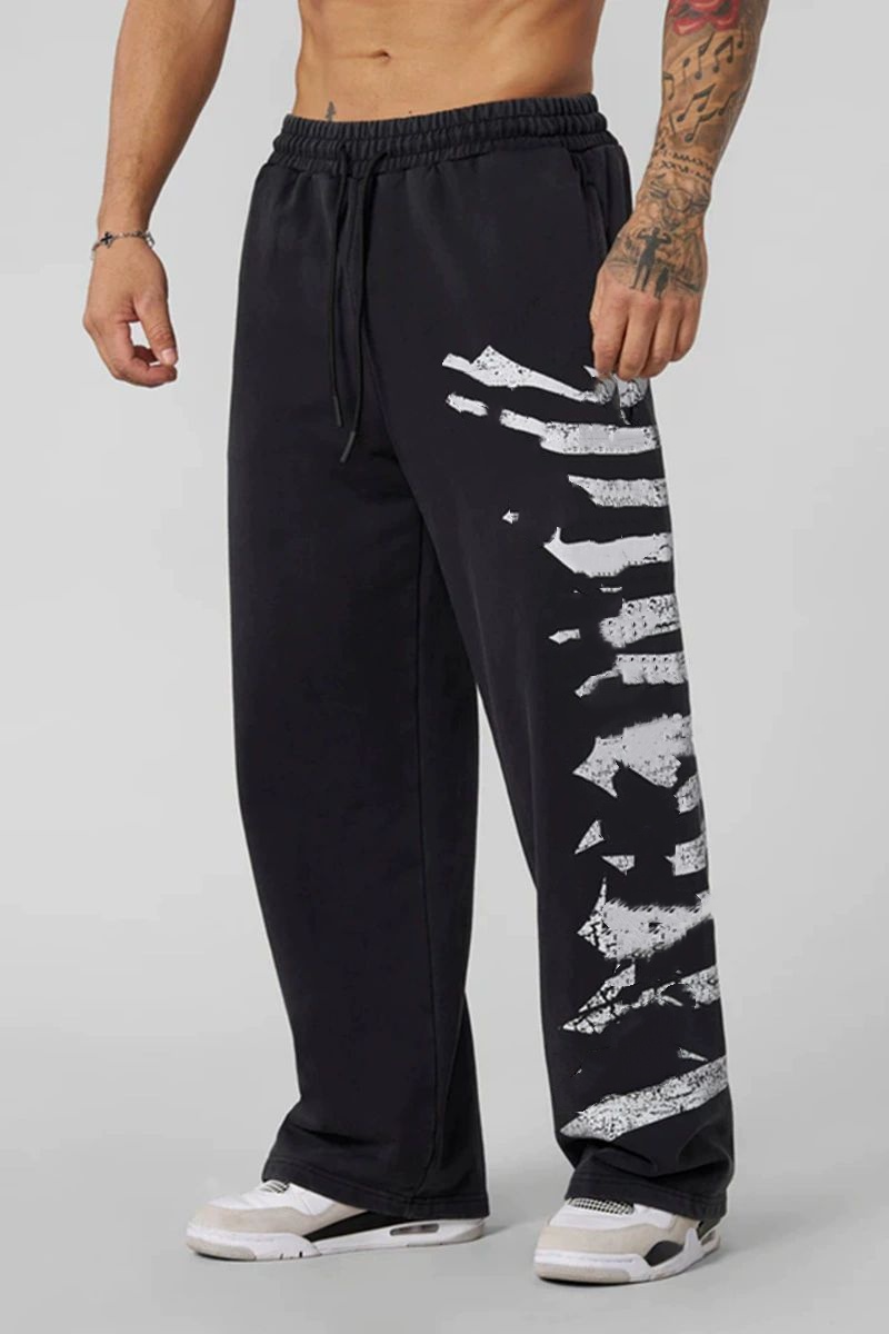 Ss Men's Pants sweatpants American sports pants fitness jogging training casual pants cotton terry print flower cuff trousers designer shorts p