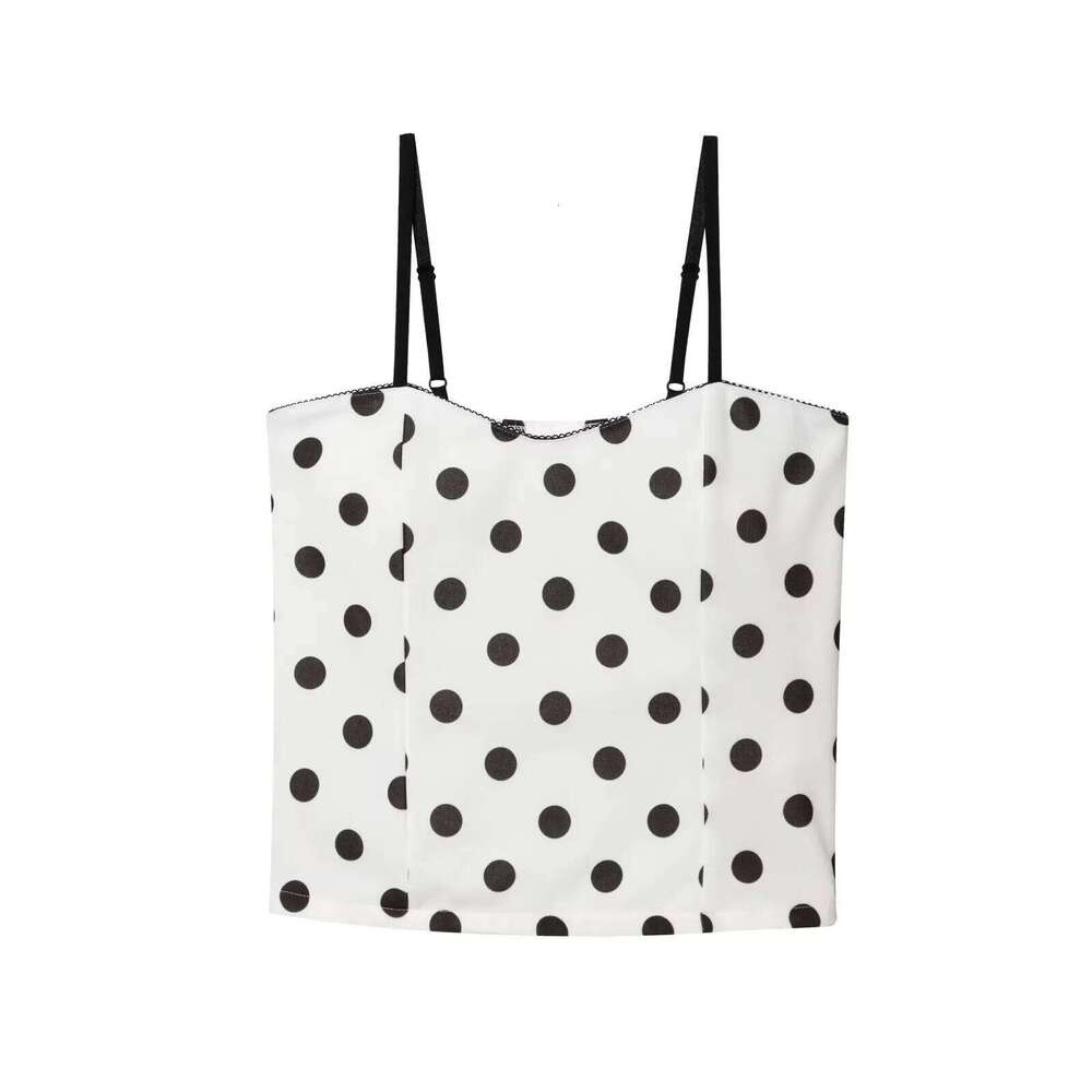 Universal Ladies Daily Inner wide strap basic Wear Sleeveless Tank Camisole Vest 2026 Summer New Women's Casual Fashion Simple Polka Dot Print