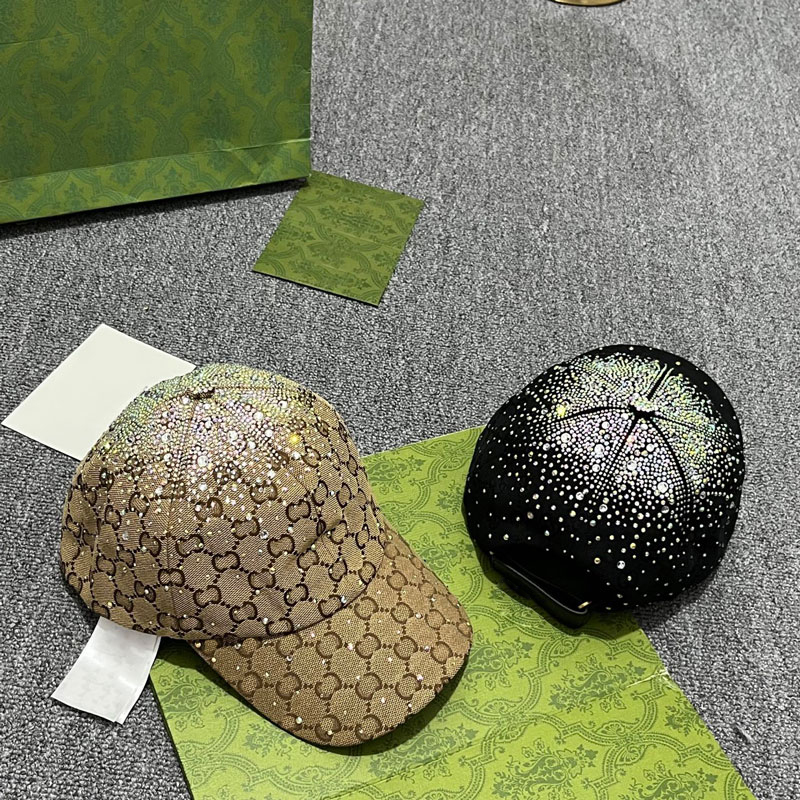 Luxury designer baseball cap for women and men new style crystal rhinestone letter dome cap hat outdoor sun protection adjustable duckbill cap
