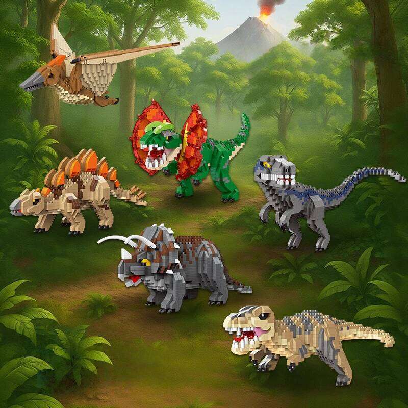 Dinosaur Series Tyrannosaurus rex pterosaur micro-particle building block parent-child educational toys children's leisure gift H260121-image-1092666120