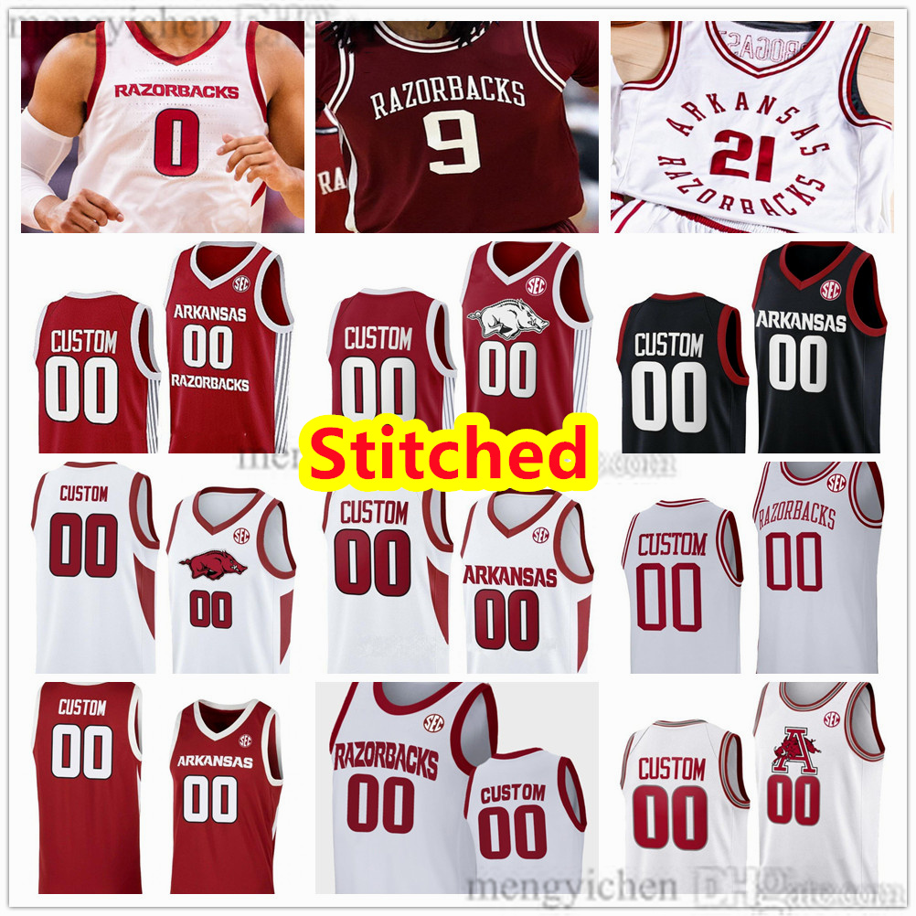 Stitched Men's Arkansas College Razorback Basketball Jerseys 5 Darius Acuff Jr. 7 Trevon Brazile 1 Meleek Thomas 11 Karter Knox 24 Billy Ric