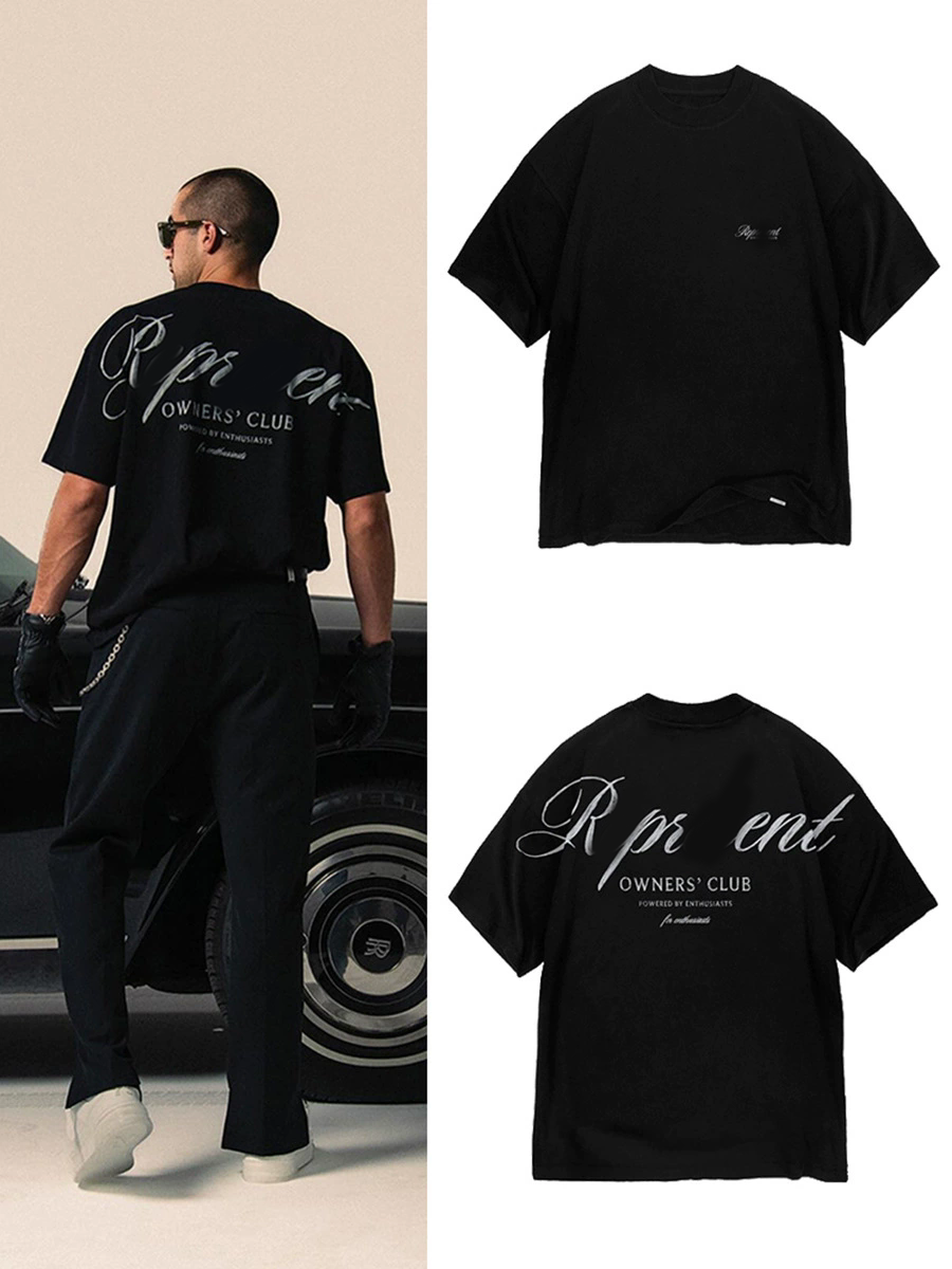 Summer Trendy Designer R Letter Men's T-Shirts High Street Short Sleeve for Men's Women's Loose Hoodies Streetwear Unisex Sweatshirts