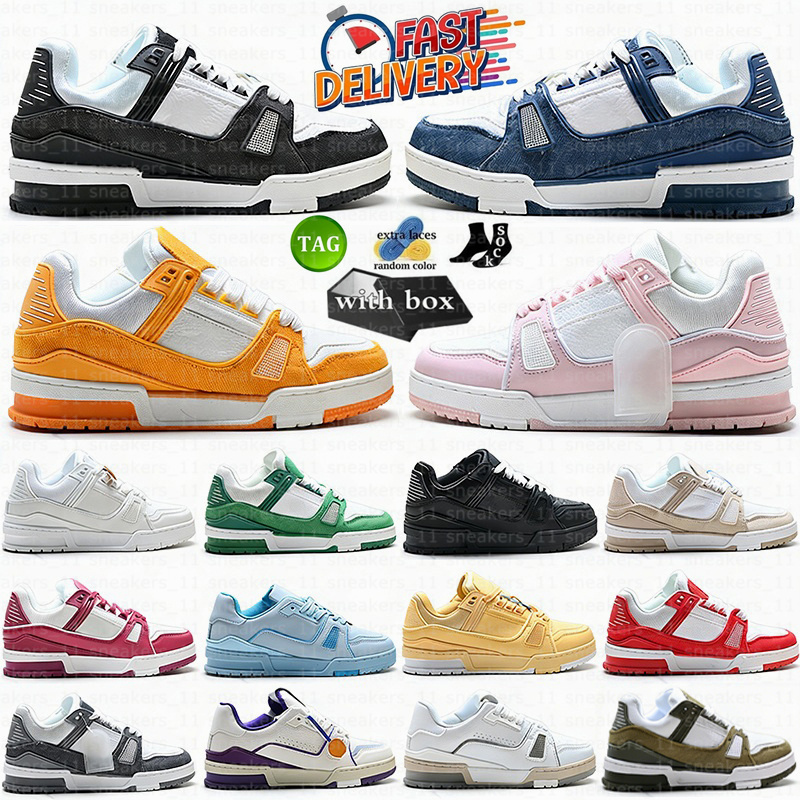 Chaussures de créateurs Virgil Trainer Baskets Hommes Femmes Casual Chaussures En Cuir En Relief Denim Toile Blanc Vert Rouge Bleu Lettre De Luxe