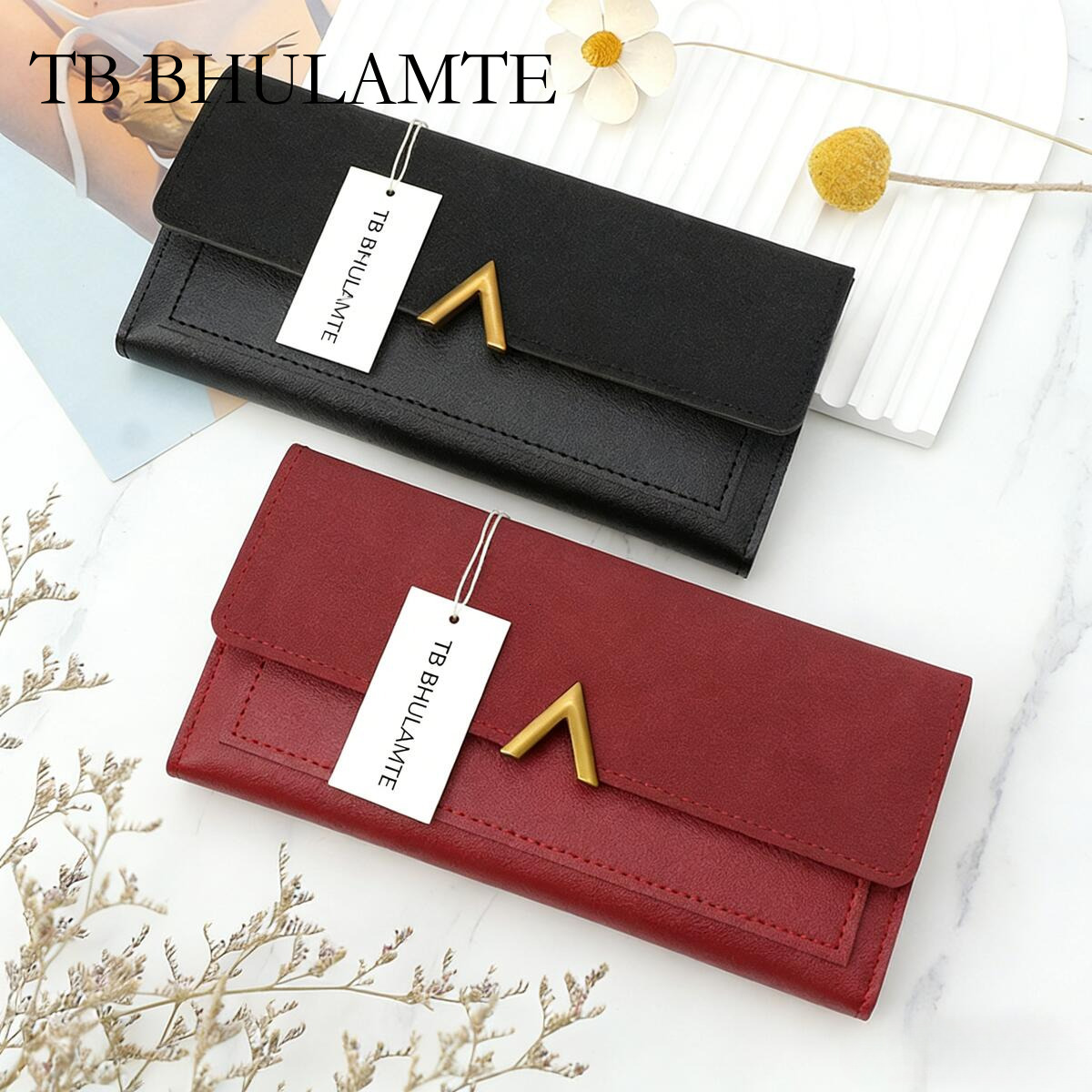 TB BHULAMTE Marque de luxe Sac à main de mode Nouveau portefeuille simple PU Ins Style Long et court Portefeuille Pince à billets Fente multi-car