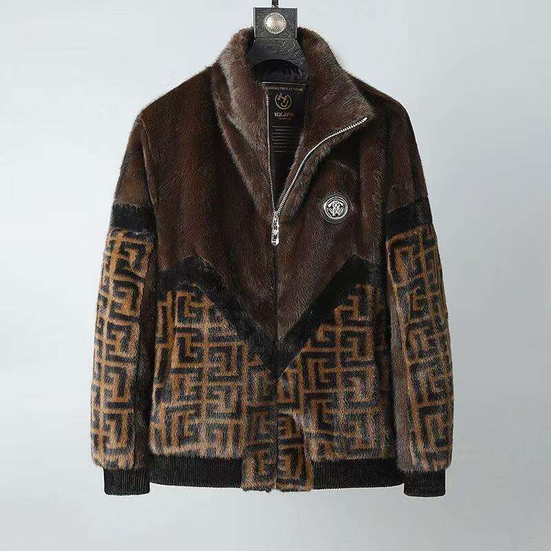 2026 Luxury Vintage Winter Hooded Faux Fur Mink Jackets Men Warm Casual Business Imitation Fur Coat Office Social Men Clothing