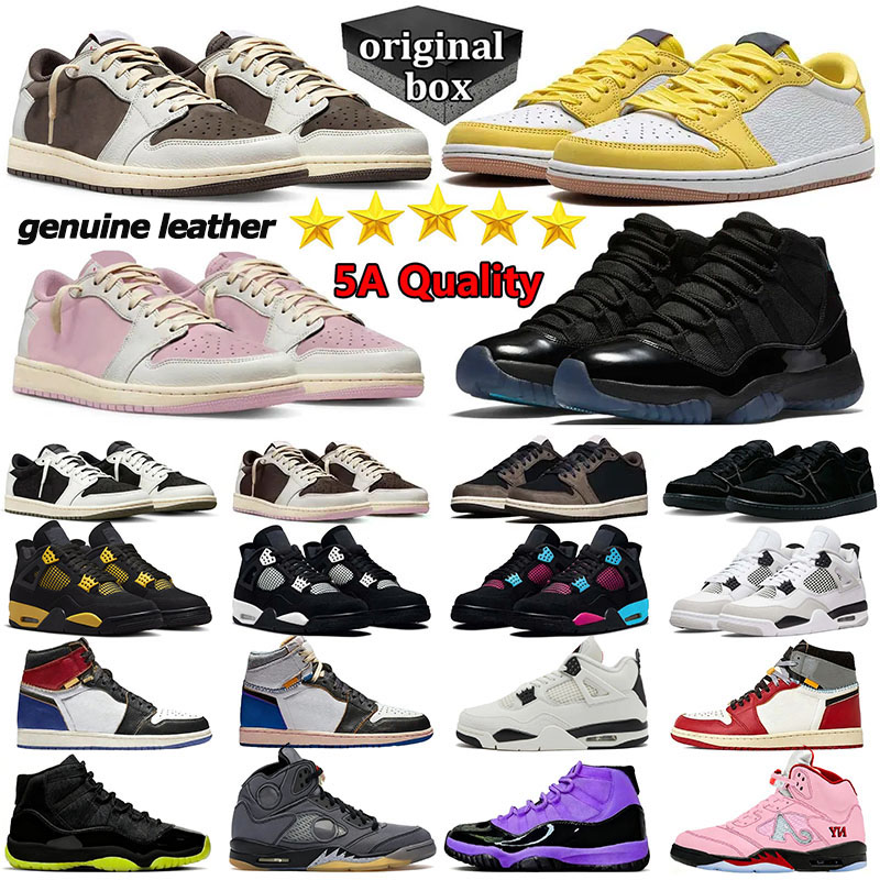 With Box Designer Casual Shoes 5A+Quality 1s Chicago 11s gamma blue Reverse Mocha Black Cat 4s Basketball shoe genuine leather Suede Women Men Sport