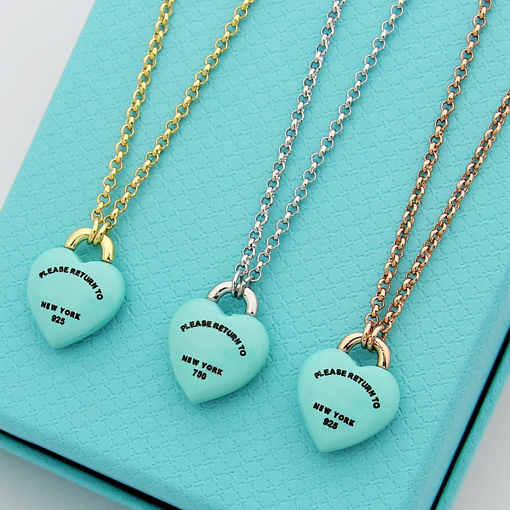 Gold Silver Luxury Designer Bracelet Green Color Heart Pendant Stainless Steel Women's Necklace Sets For Wedding Party Gift