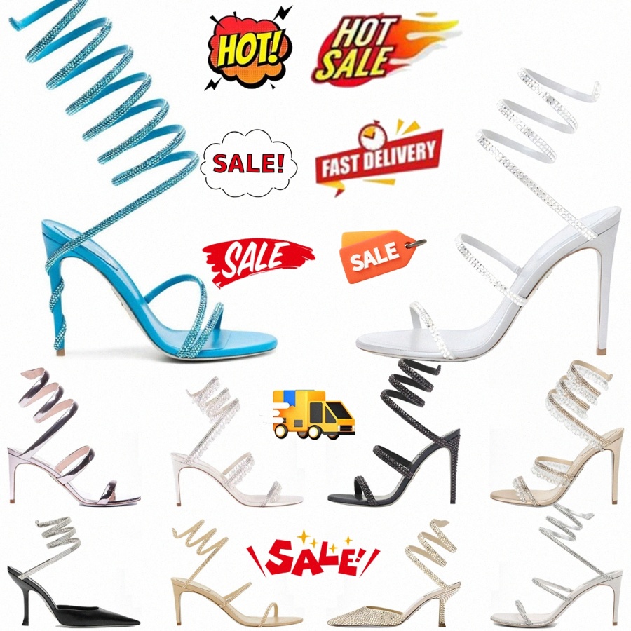 Designer Talons Sandales Sandale Cristaux Embelli Strass Talon Cheville Enveloppant Femmes Sandales À Talons Hauts Fleur Strass Slide B y1Cx #