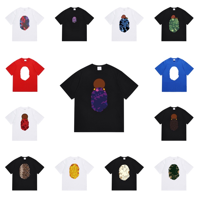 Unisex Black Cotton TShirt Pink Camo Animal Face Back Print Short Sleeve Tee Casual Hip Hop Streetwear Oversized Daily Wear Tops