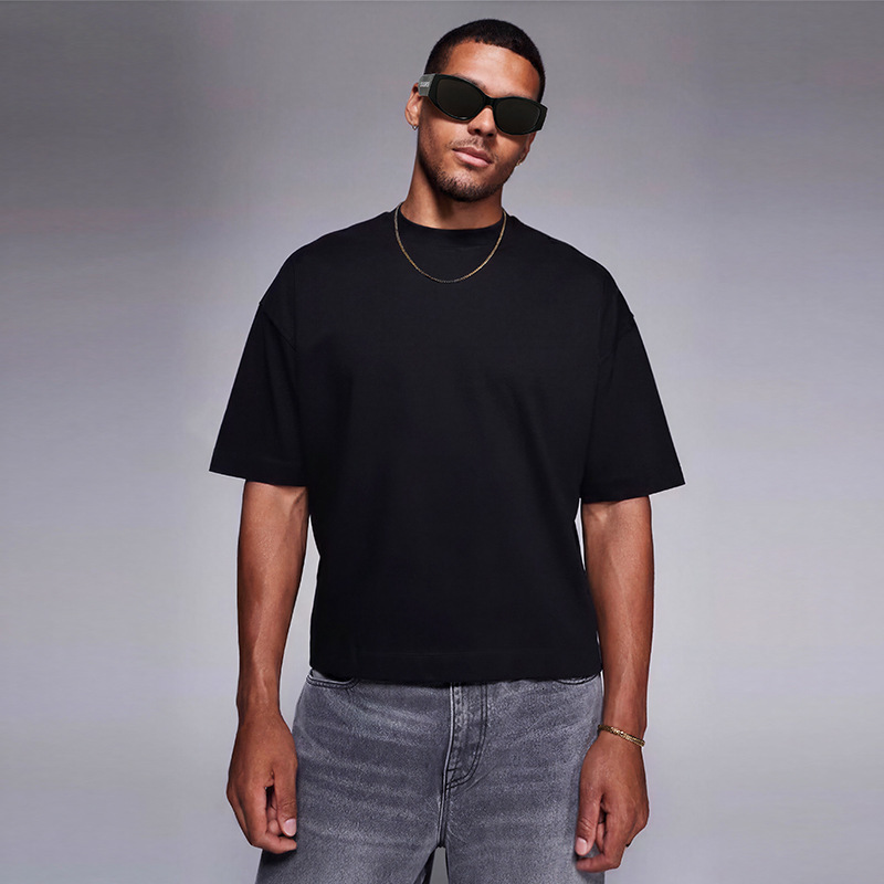 American Street Style Boxy Clean Fit Loose Short Sleeve T-Shirt Washed Vintage Youth Top for Men 250825