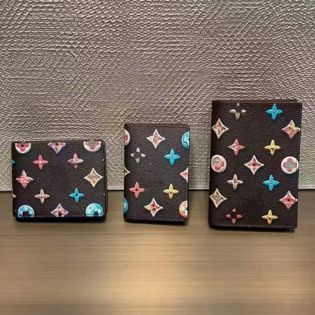 10a Designer Men Wallet Bills 3D colorful donuts Pocket Organizer Card Holder Passport Holder Leather Canvas Coin Purse Designer Wallet Women Top Qu