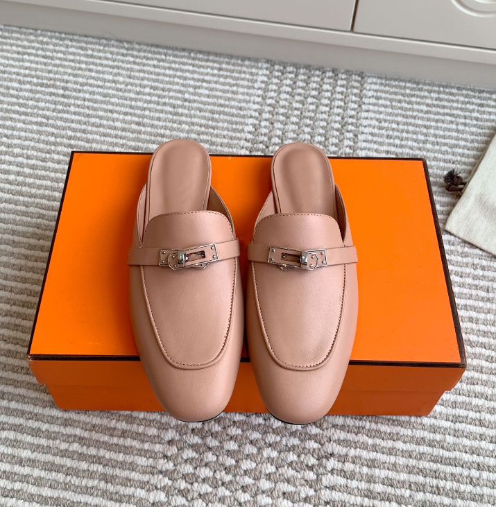 Sandale classique femmes Mule sandale pantoufles en cuir de veau OZ Mules femme sandales Princetown métal chaîne chaussure femmes mocassins en pl