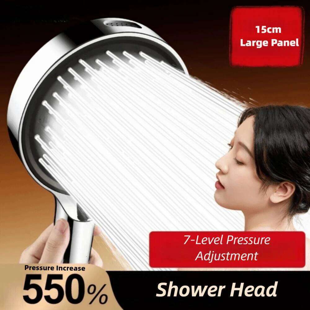 New 15CM Head Large Panel High Pressure Bathing Showerhead Adjustable Spray 7 Modes Shower Nozzle For Hard Water 26Y0123 M260303-image-1096139492