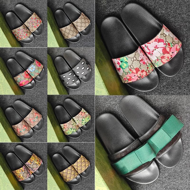Vente promotionnelle et livraison gratuite Sandales Célèbre designer femmes plate-forme pantoufles fleurs fleur tigre abeille toile plat engrenag