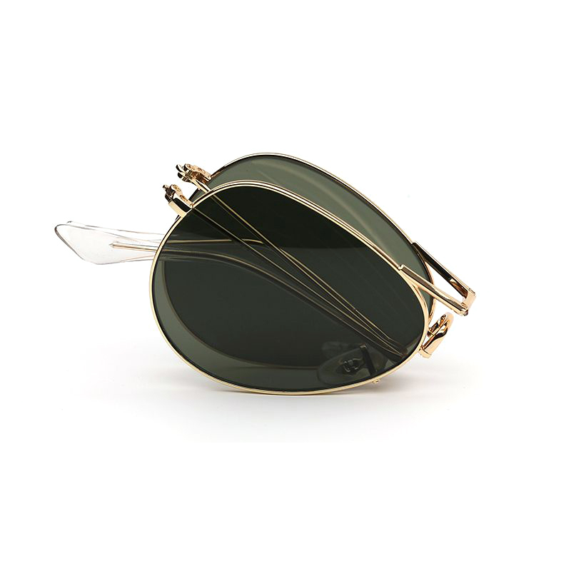 Fashion Folding Sunglasses Womens Double Bridge Pilot Sunglass Vintage Mens Sun Glasses Eyeware Woman Man UV Protection Lenses with top quality c
