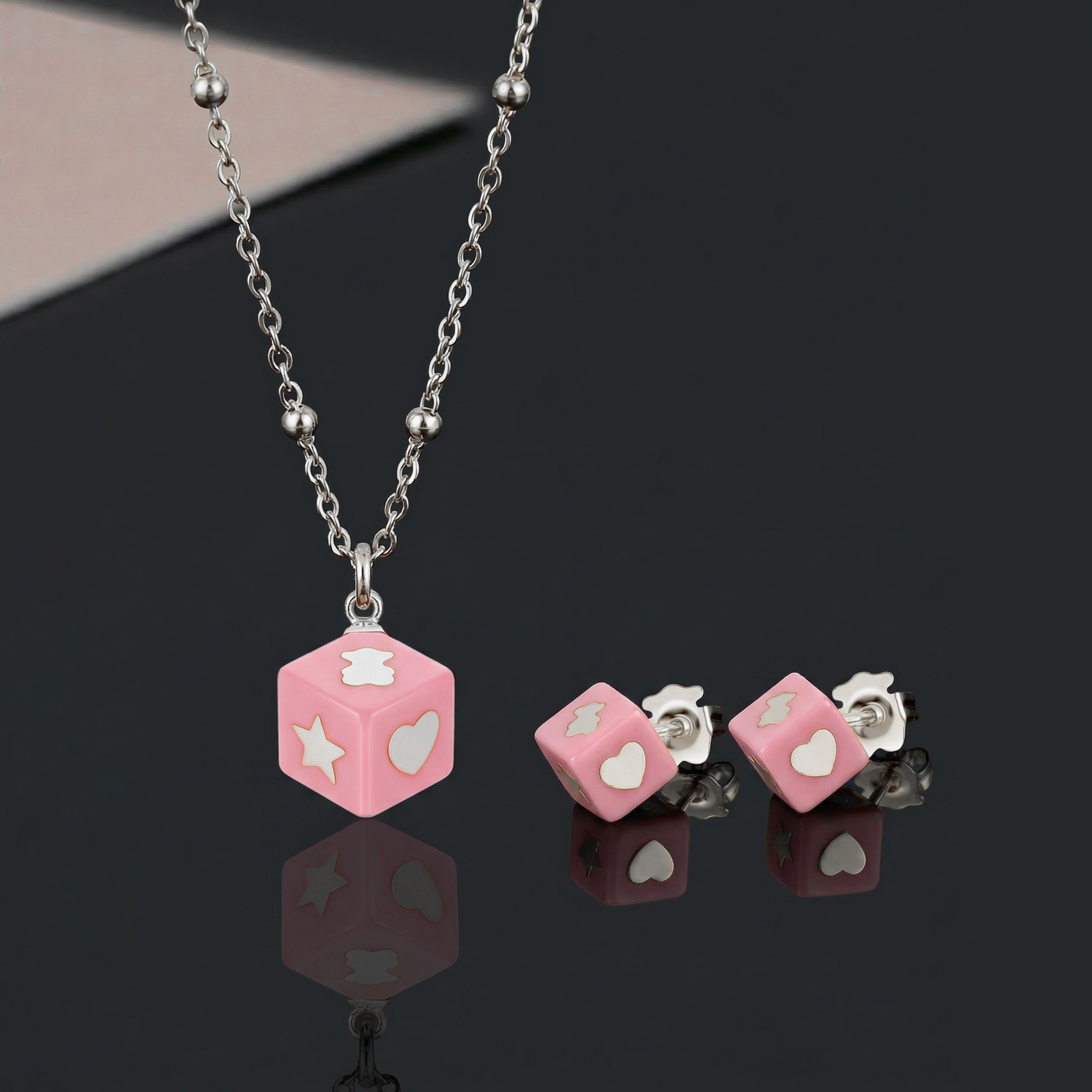 Fashion Women Girls Silver Gold Stainless Steel Span Bear Cartoon Animal Blue Purple Pink Red Green Sieve Cube Pendant Earrings Jewelry-image-1092915957