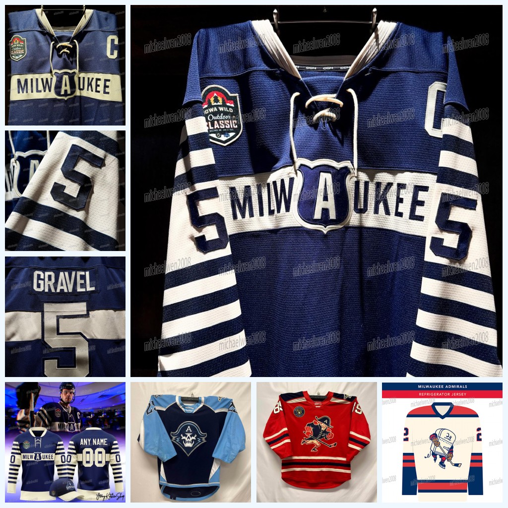 Femmes Jeunes Milwaukees Admirals 2026 Maillot de hockey classique en plein air Kevin Gravel Kyle Marino Andrew Gibson Tanner Molendyk Oasiz Wies