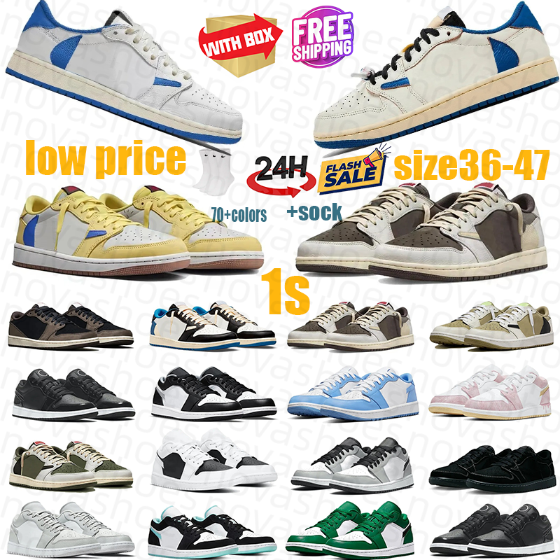 With Box 2026 Authentic 1 High OG Sail Military Blue Shoes Fragment Cactus Jack Saturn GoldBaroque Brown Men Women Scott 1S Dark Low Mocha Revers