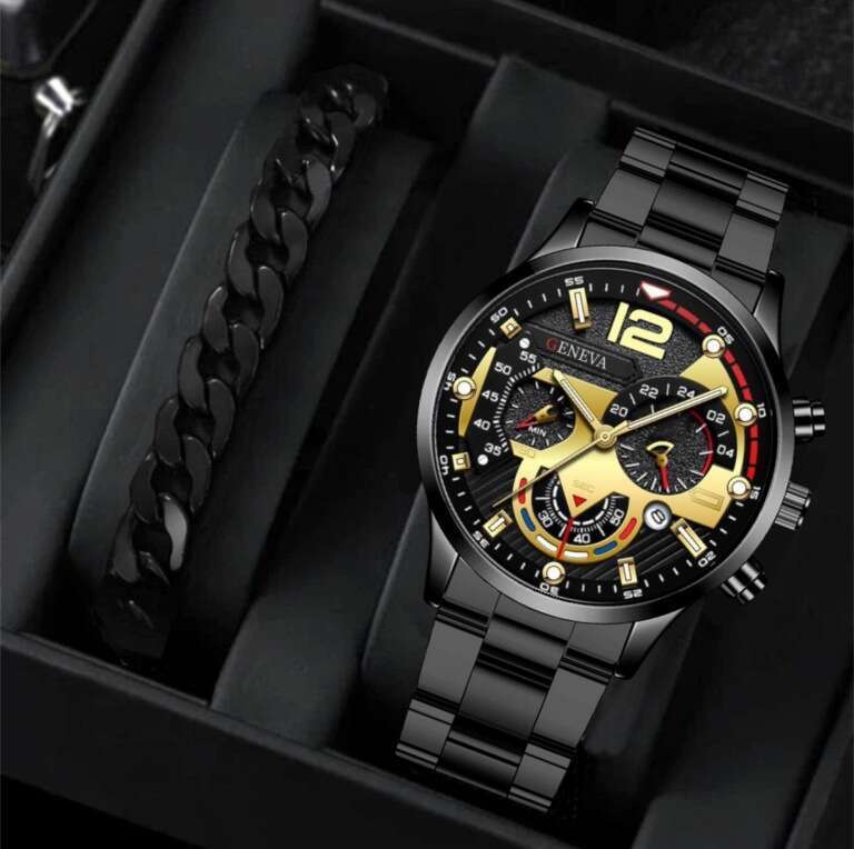 Transfrontalier TEMU creux Non mécanique hommes d'affaires montre-bracelet accessoires montre multi-pièces ensemble combinaison Pack