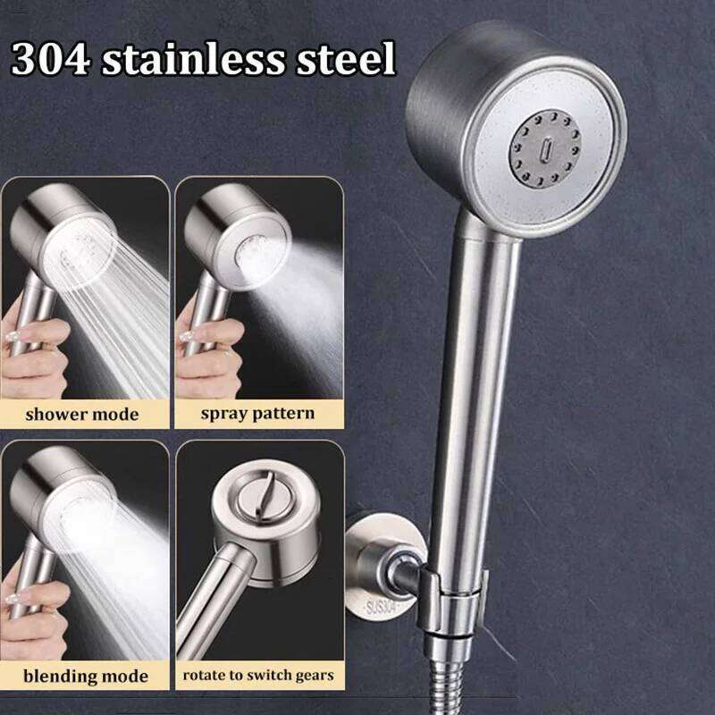 304 Stainless Steel Nozzle Filter Booster Large Water Volume Handheld Household Universal Shower Head Set 26Y0123 M260320-image-1096056041