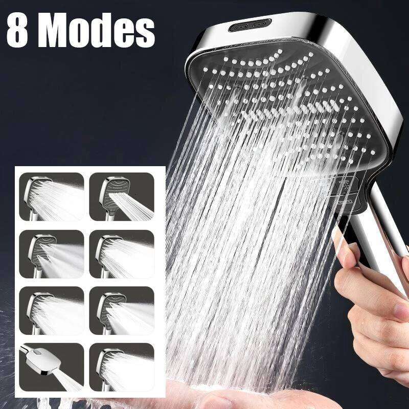 8 Modes Filter Head 12cm Large Panel Bathroom High Pressure Water Saving Rainfall Showerhead Square Shower Nozzle 26Y0123 M260303-image-1096139517