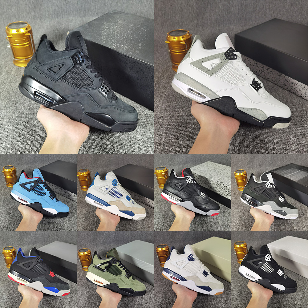 With box 4 Men 4s desinger basketball shoes for men women high quality Black Cat White Cement Rare Red Thunder Navy Undefeated Bred Reimagined Milit