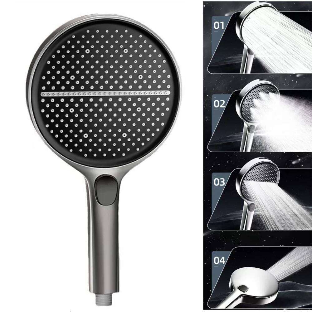 4 Modes Boost Head15CM Big Panel Black High Pressure Large Flow Spray Nozzle Massage Shower Bathroom Accessorie 26Y0123 M260320-image-1096055317