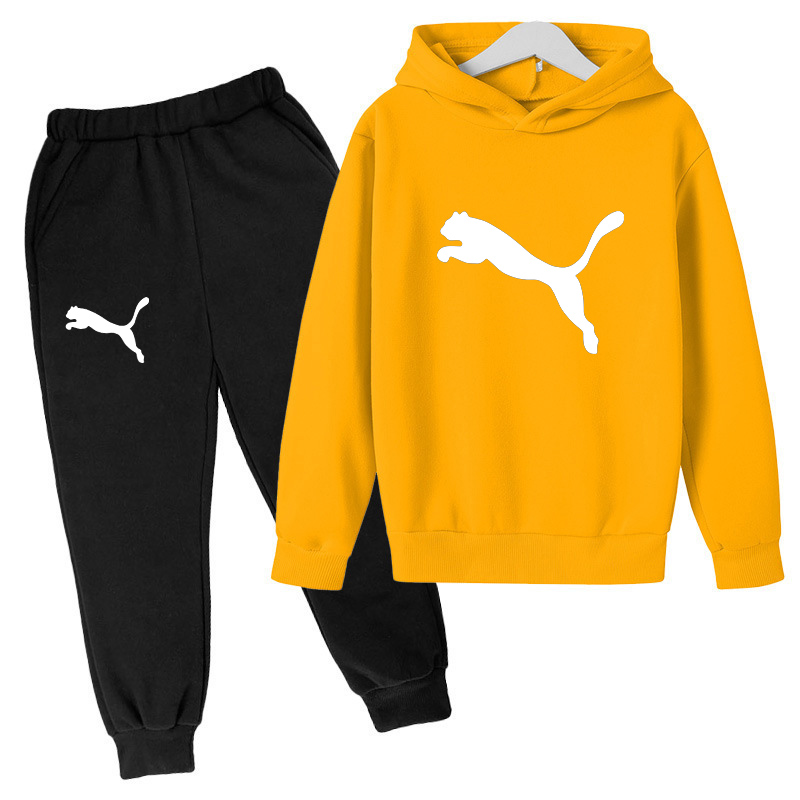 tracksuit Designer Fleece-Lined Trendy Kids' Hoodie Winter Thickened Warm Sports Long Fleece 2-Piece Sweatshirt Set for Boys Clothes-image-1092877138