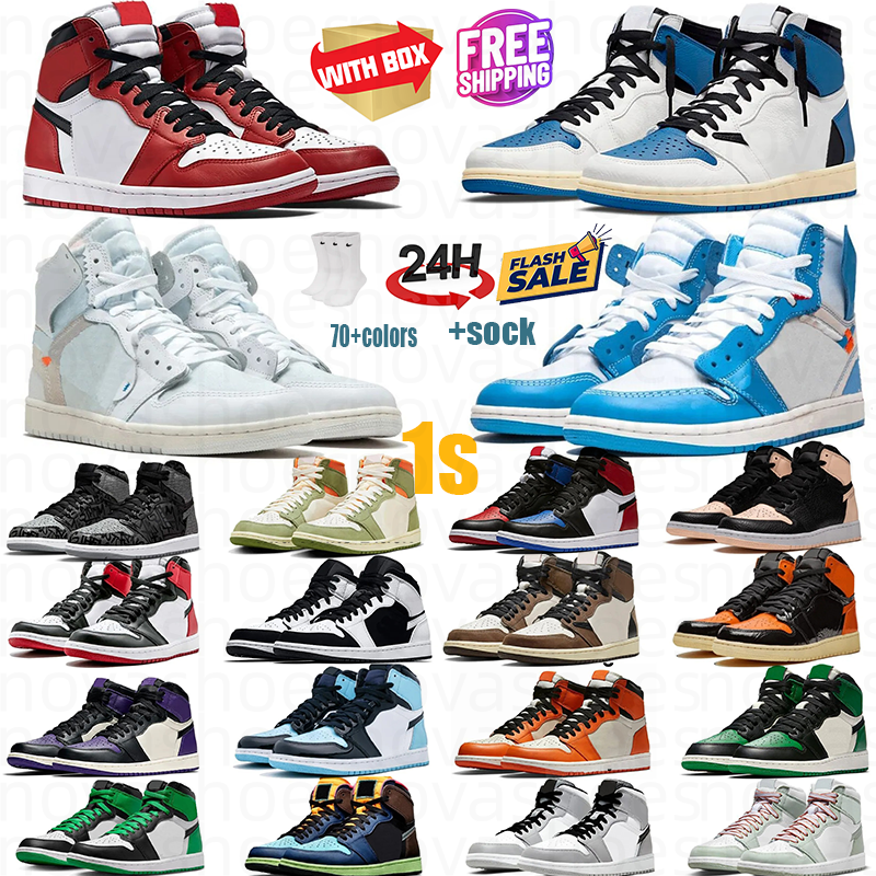 Design Mens 1 Basketball Shoes High 1s Reverse Panda Palomino UNC ToeUniversity Blue Lost And Found Lucky Green Washed Black Pink Men Women Sneakers
