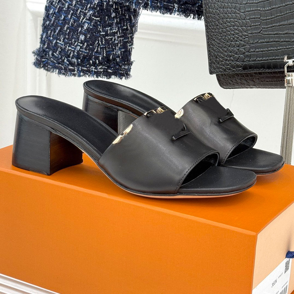 New Womens Mare Mule designer mule luxury sandals 1AITQA plain calf leather sandal Elegant Design Summer Mules low block heel 4.5cm easy to wear Lea