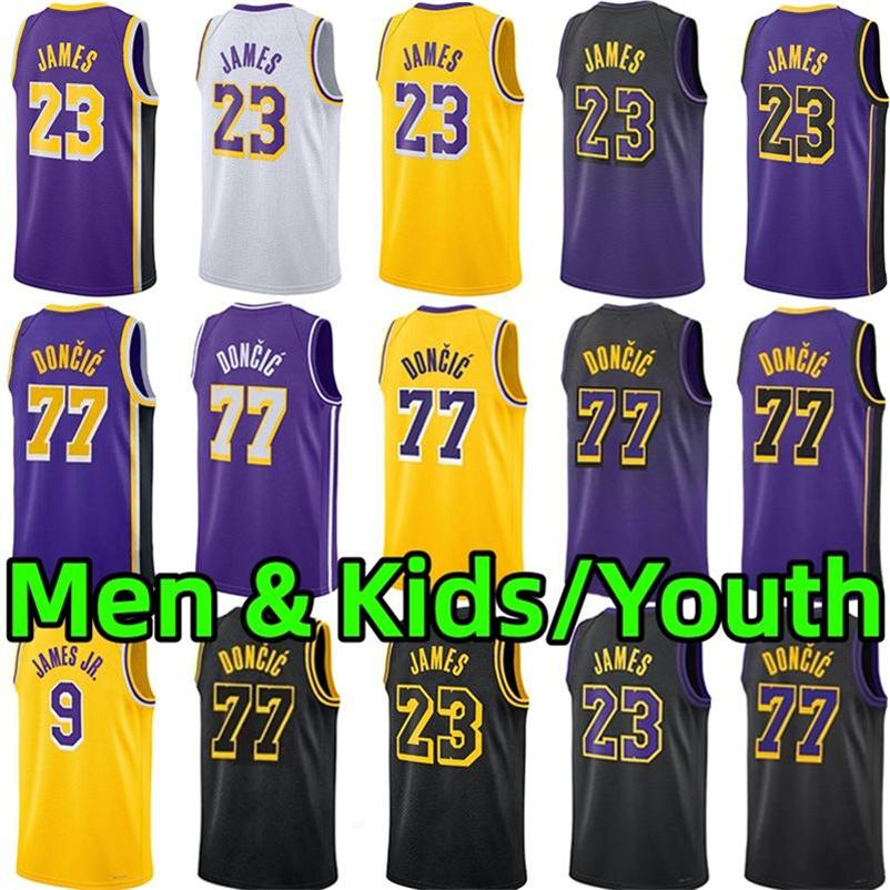 Stitched Lukaa Doncic Lakerr Basketball Jerseys James Bryant Men Kids Youth City Jersey Yellow white vest adult children embroidery