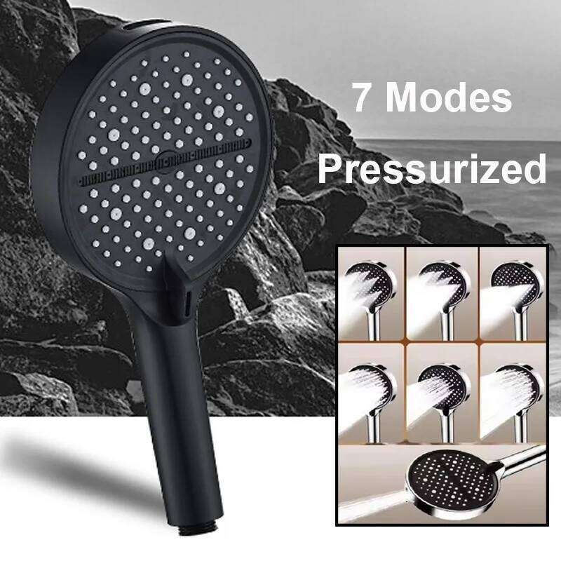 14cm Panel 7 Modes Handheld Shower Head High Pressure Water Saving Spray Nozzles Large Flow Massage Bathroom Showerhead 26Y0123 M260303-image-1096139440