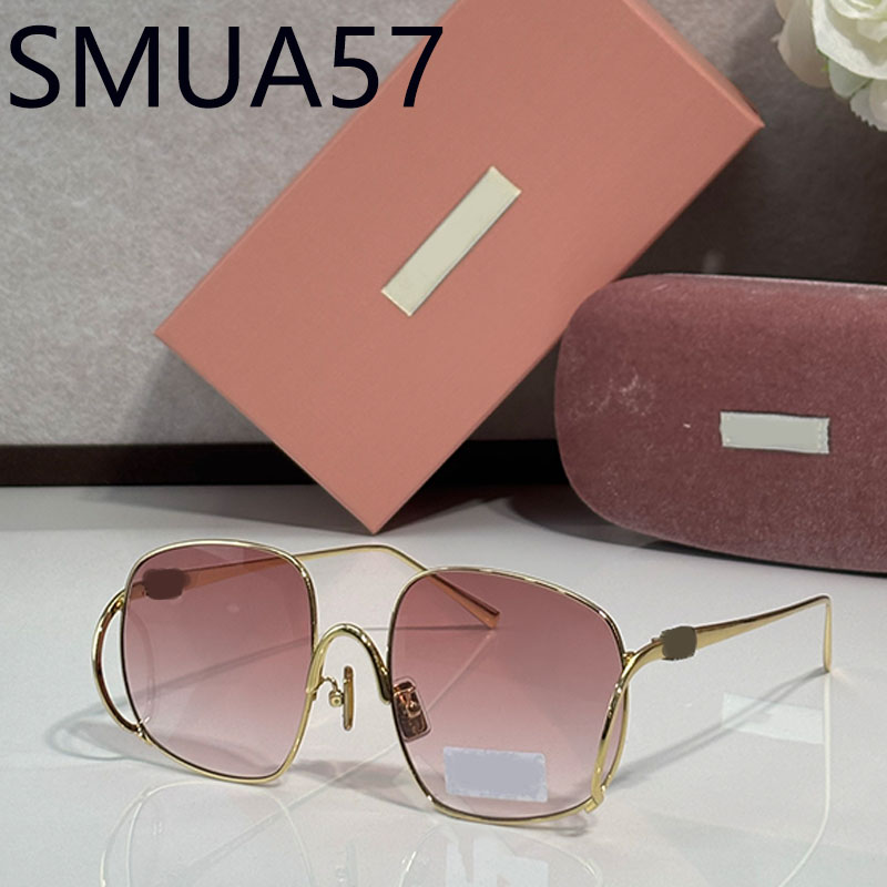 Designer Womens Fashion Brand Sunglasses SMUA57 Large Square Metal Frame Designer Shopping Casual Fashion Style Glasses UV400 ProtectionComes with o