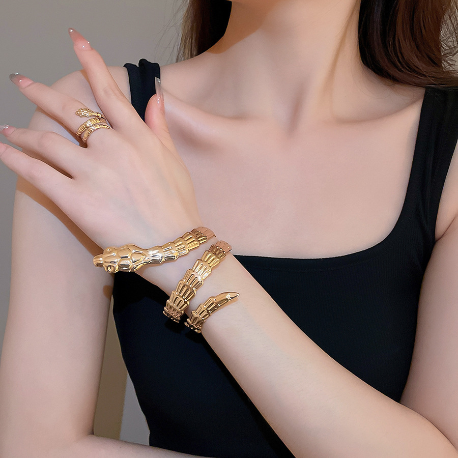Irregular Metal Snake-Shaped Open Set European and American Ins Exaggerated Elegant Bracelet Light Luxury High-End Feel Jewelry-image-1092983524