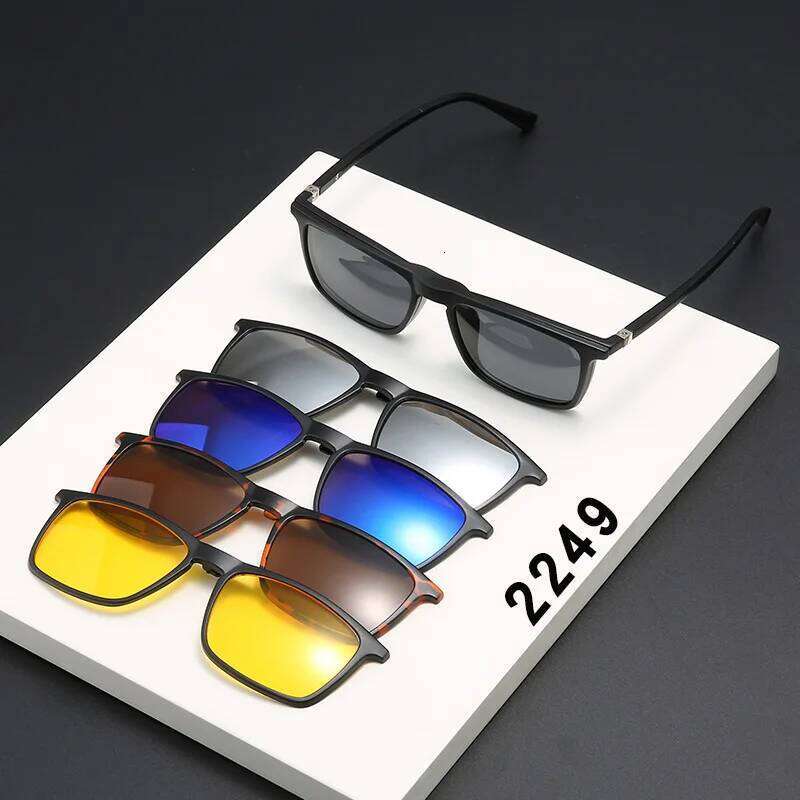 6 en 1 lunettes de soleil polarisées hommes femmes pince magnétique sur lunettes TR90 optique Prescription montures de lunettes pinces magnétique