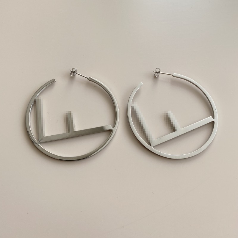 Grande taille boucles d'oreilles de luxe de créateur en acier titane Simple F lettre boucles d'oreilles cerceaux couleur argent bijoux de mode po