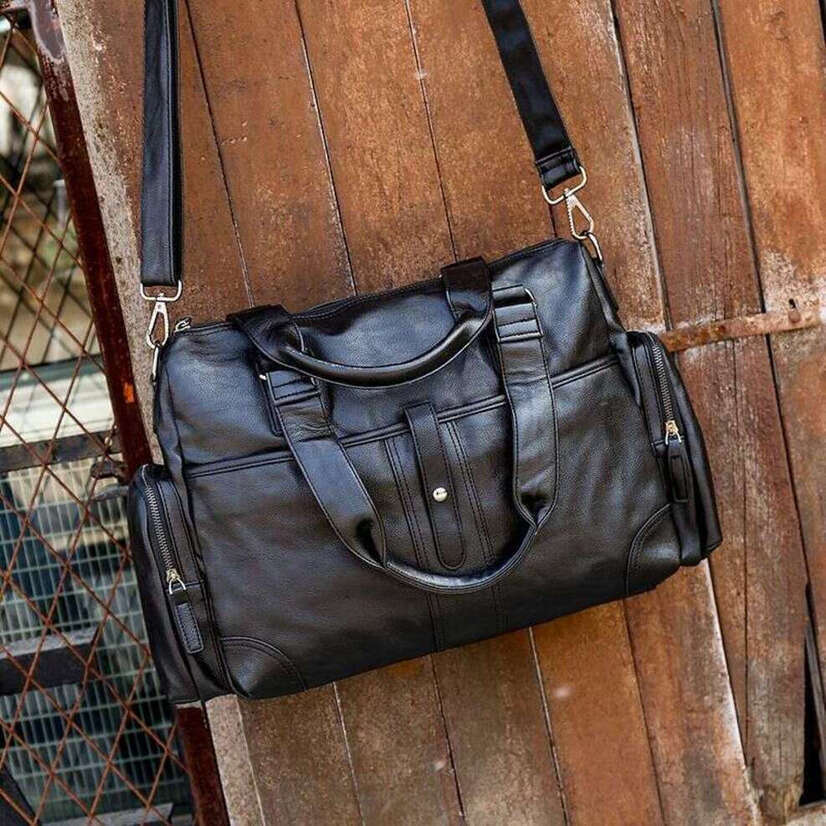 OLOEY Sac de Voyage en PU à la Mode, Porte-Documents d'affaires étanche pour Hommes, Sac à bandoulière à Une épaule, Sac de Banlieue Polyvalent
