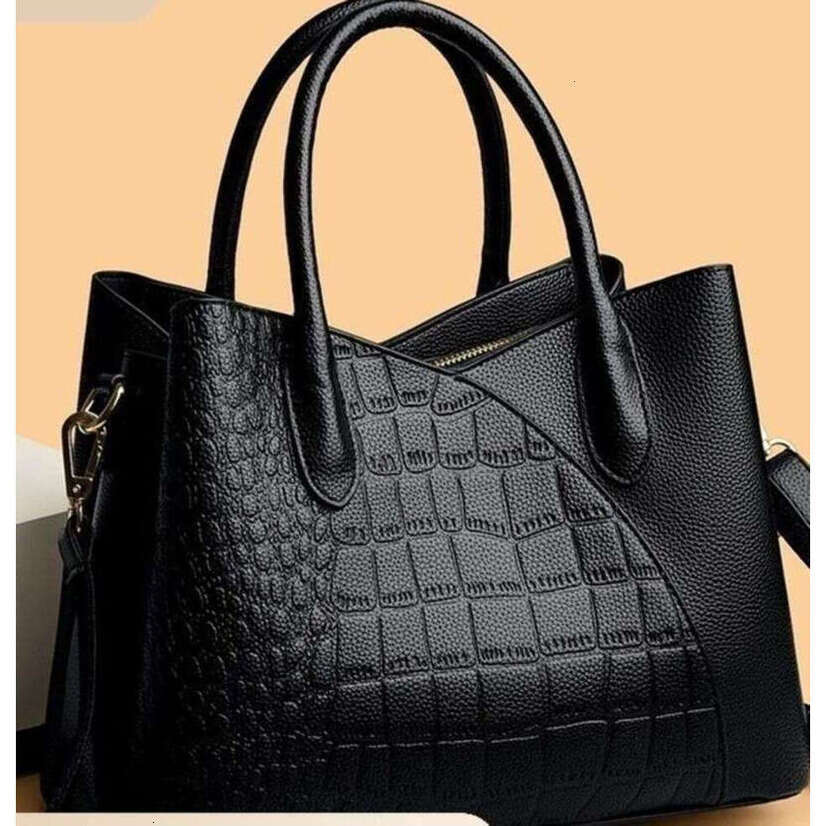 OLOEY High-End Single Shoulder Crossbody Large Capacity Crocodile Patterned Middle-Aged Women's Tote Bag, Grand Handbag Versatile Commuter Bag